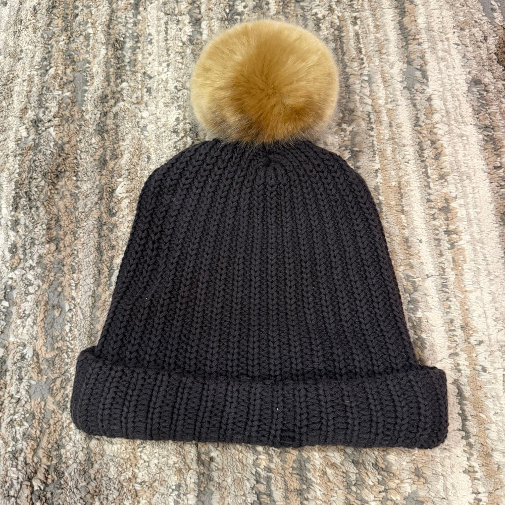 Women's Love Your Melon Pom Hat Black with Brown Label OS SKU736 - Picture 2 of 2